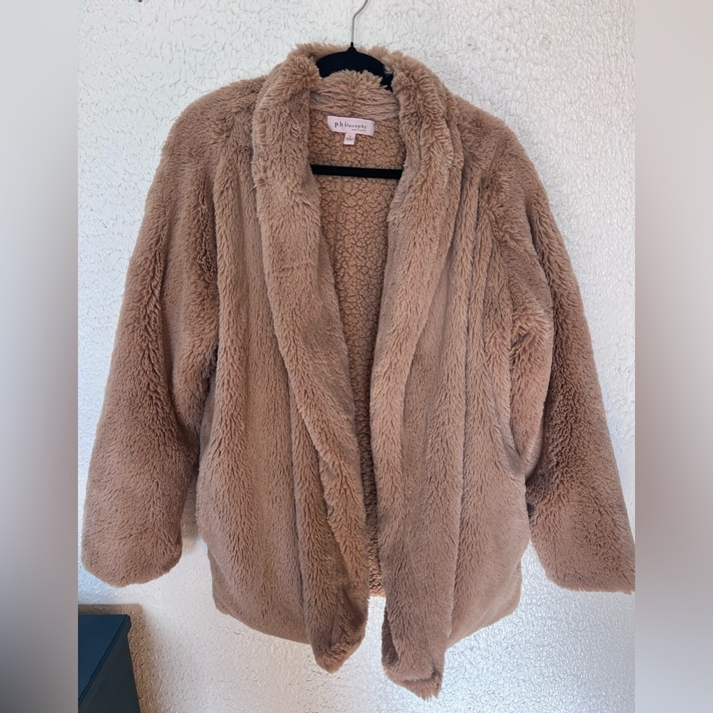 Philosophy fuzzy teddy bear sweater size L